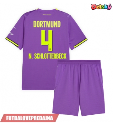 Lacne Dětský Futbalové dres Borussia Dortmund Nico Schlotterbeck #4 2026-27 Krátky Rukáv - Tretina (+ trenírky)